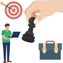 Businessman working on Business Strategy Illustration