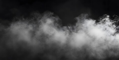 Fototapeta premium Dramatic swirling smoke against black background in abstract design