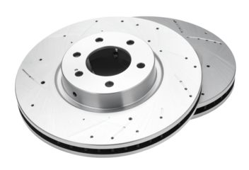 stack of car brake disc in silver color isolated on white background