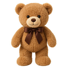 Obraz premium Teddy bear with a bow on a transparent background. Childhood. Gifts. Toys.