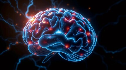 Fototapeta premium glowing digital brain illustration with neural connections symbolizing artificial intelligence and innovation