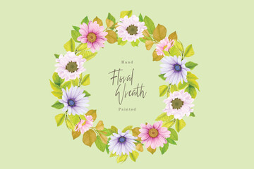 watercolor CHRYSANTHEMUM wreath card set 