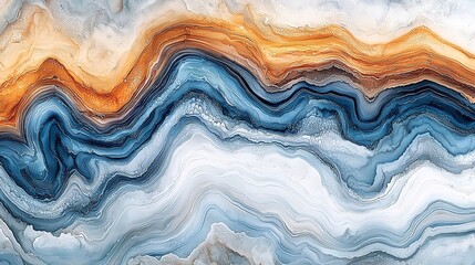 Obraz premium Abstract background with blue and brown waves, dark blue and light gray, high - definition digital art illustration 