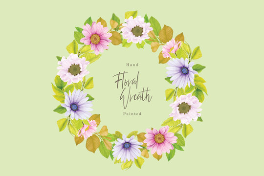 watercolor CHRYSANTHEMUM wreath card set 