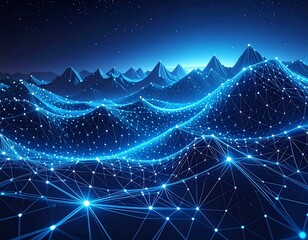 Digital mountain landscape at night