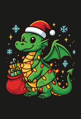 The Festive Dragon, Yuletide Firebreather, Christmas Dragon Glow, Santa’s Dragon Helper, Magical Holiday Beast
