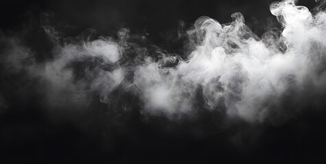 Fototapeta premium Mystical white smoke flowing against black background in ethereal motion