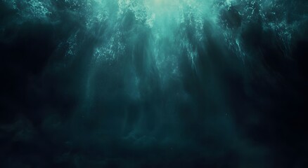 Mystical underwater scene with sunlight penetrating deep ocean waters