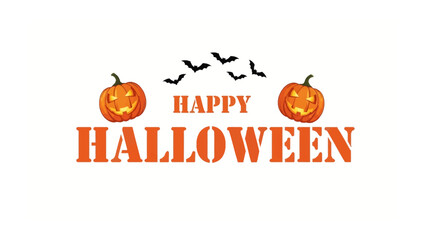 Obraz premium Happy Halloween: A festive Halloween scene, featuring carved pumpkins with glowing faces, and bats against a seasonal themed celebration.