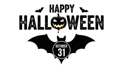 Spooky Halloween Celebration: A striking illustration perfect for any Halloween related content with iconic spooky elements like pumpkins, bats, and the calendar day October 31.