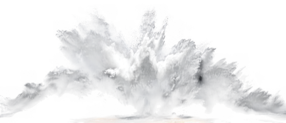 Powerful waterfall splash with rocky outcrops isolated on transparent background