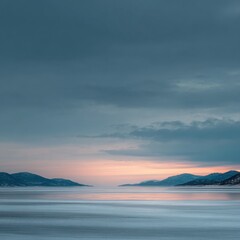 Fototapeta premium Norwegian Frozen Fjord At Sunset A Minimalist View