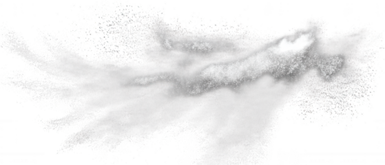 White powder explosion cloud with fine particles isolated on transparent background