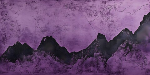 Naklejka premium Textured purple mountain range artwork with dramatic peaks and cracks