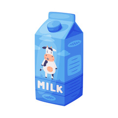 Milk Carton as Dairy Food and Product Item Vector Illustration