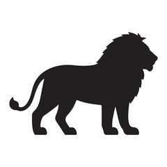 Lion Silhouette Illustration A Majestic Feline in Profile Black on White