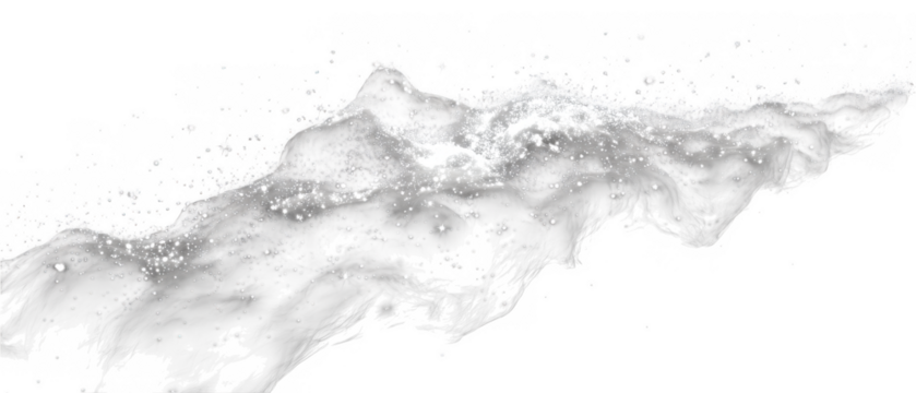 Abstract white swirl with sparkling glitter isolated on transparent background