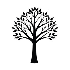 Obraz premium Simple Tree Silhouette, Minimal Tree Silhouette, Black Tree Outline, Nature Tree Silhouette, Isolated Tree Vector