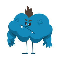 Comic Monster Character with Grumpy Face Vector Illustration