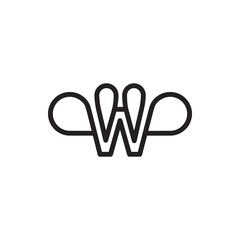 Monogram of the letter W and balloon. Abstract, outline and elegant.