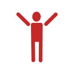 Person icon raising both hands in victory / 両手を上げて喜ぶ人のピクトグラム