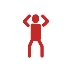 Person icon raising both arms near head / 両手を頭の横に上げた人のピクトグラム