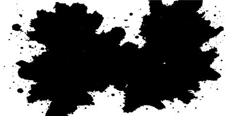 Grungy black ink splat with a paint texture and border frame for a dirty design element