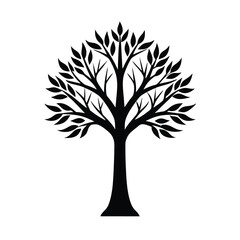 Simple Tree Silhouette, Minimal Tree Silhouette, Black Tree Outline, Nature Tree Silhouette, Isolated Tree Vector