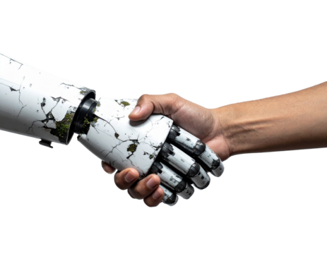 Humanoid and human handshake