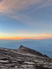 Fototapeta premium Amazing view from Low's Peak of mountain Kinabalu, Sabah. Mount Kinabalu is the highest mountain in Malaysia