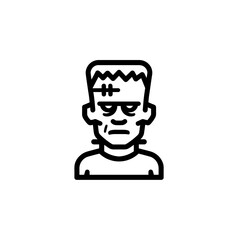 Minimalist Silhouette of a Monster Head Frankenstein Icon 