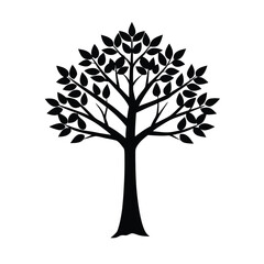 Obraz premium Simple Tree Silhouette, Minimal Tree Silhouette, Black Tree Outline, Nature Tree Silhouette, Isolated Tree Vector