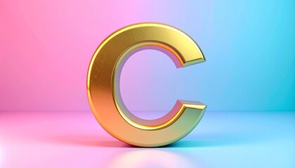 3d golden letter c