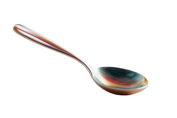 Colorful abstract design on a spoon isolated on black background, cut out