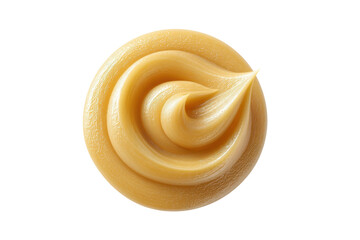 Close-up of smooth, swirled honey on black background, cut out