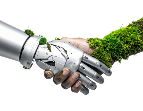 Moss and robotic handshake