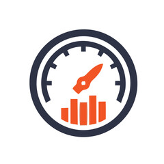 Speed test internet measure. Speedometer icon fast upload download rating. Quick level tachometer accelerate