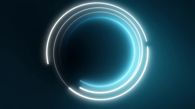 soft glowing orb in center of dark cyan gradient with gentle ambient neon rings