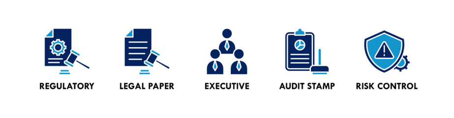 Corporate Governance banner web icon vector illustration concept with icon of regulatory, legal paper, executive, audit stamp, and risk control