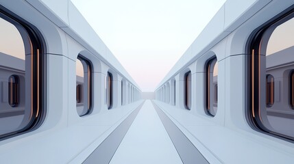 Obraz premium Futuristic university corridor breathtaking ai-generated design gigapixel quality modern environment wide view