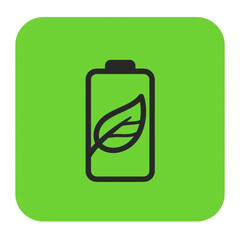 Eco-friendly battery icon on green background, representing clean energy and sustainability