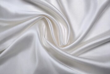 White Satin Fabric Background with Soft Folds.