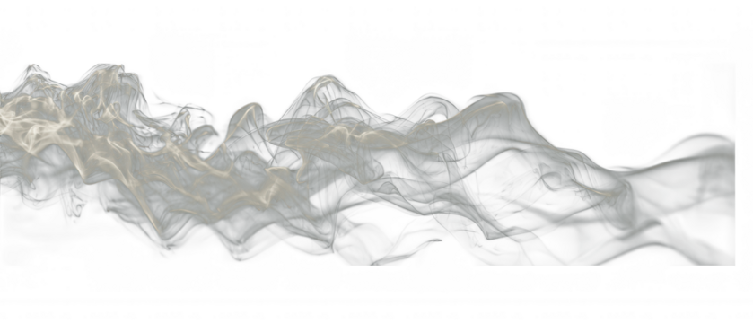 Wispy white smoke flowing in elegant ethereal waves isolated on transparent background