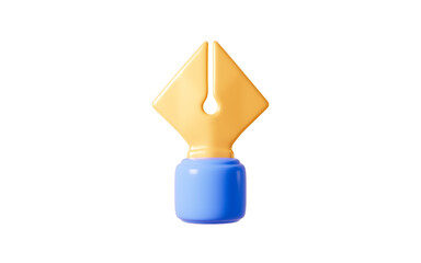 Cartoon blue pen isolated in the white background, 3d rendering.