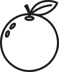 Minimal Line Art Orange Fruit with Leaf – Simple Vector Illustration