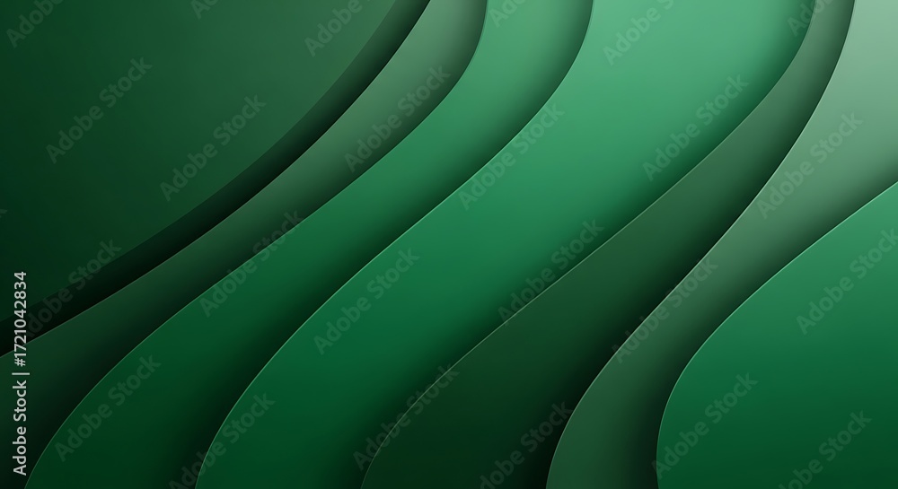 Wall mural abstract green gradient waves background with layered curves image photo