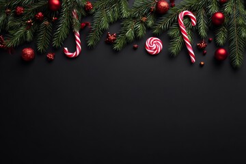 Christmas Decoration Frame on Black Background