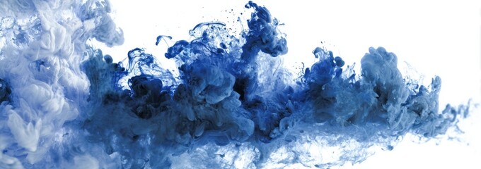 Blue Ink Cloud in Water on White Background