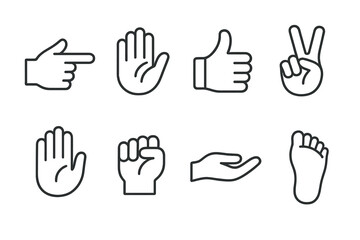 Monochrome hand gesture icons on shaded background