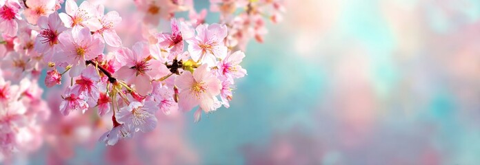 Cherry Blossom Branch with Blurred Pastel Background